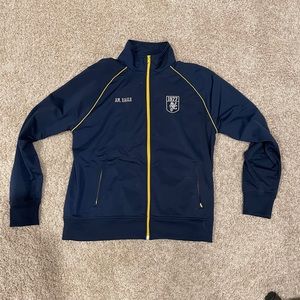 Navy blue and yellow American eagle track jacket